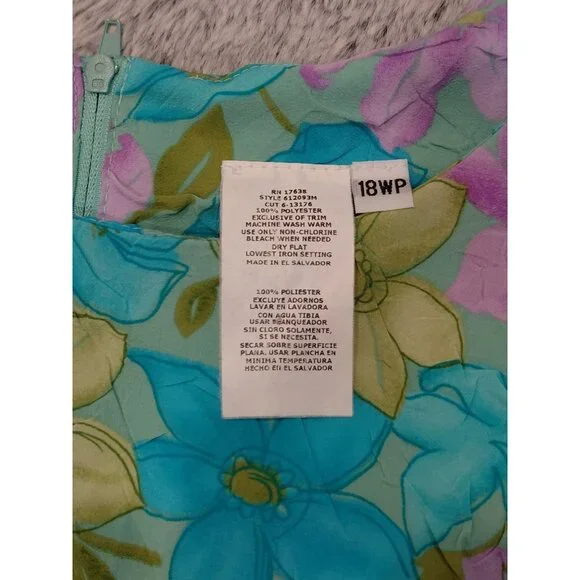 Vintage Floral Crinkle Midi Shift Dress 18WP Green Purple Cottage - Picture 3 of 9